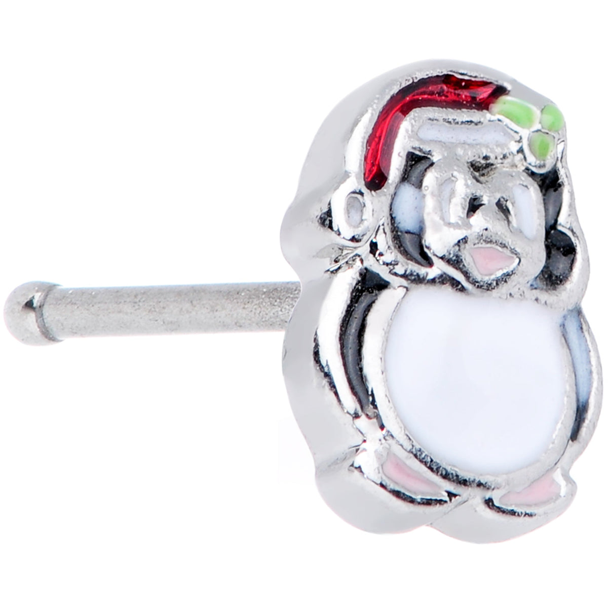 20G 1/4 Black White Red Santa Penguin Christmas Nose Bone