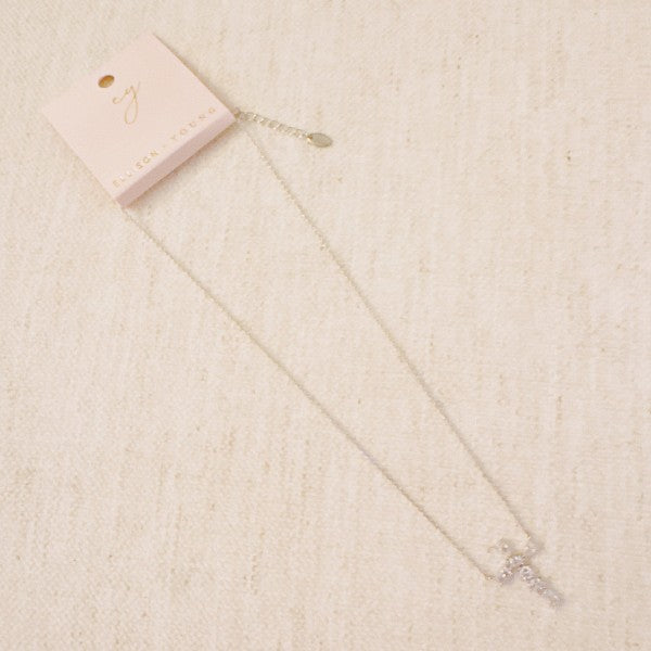 Modern Mixed-Cut Stone Cross Pendant Necklace