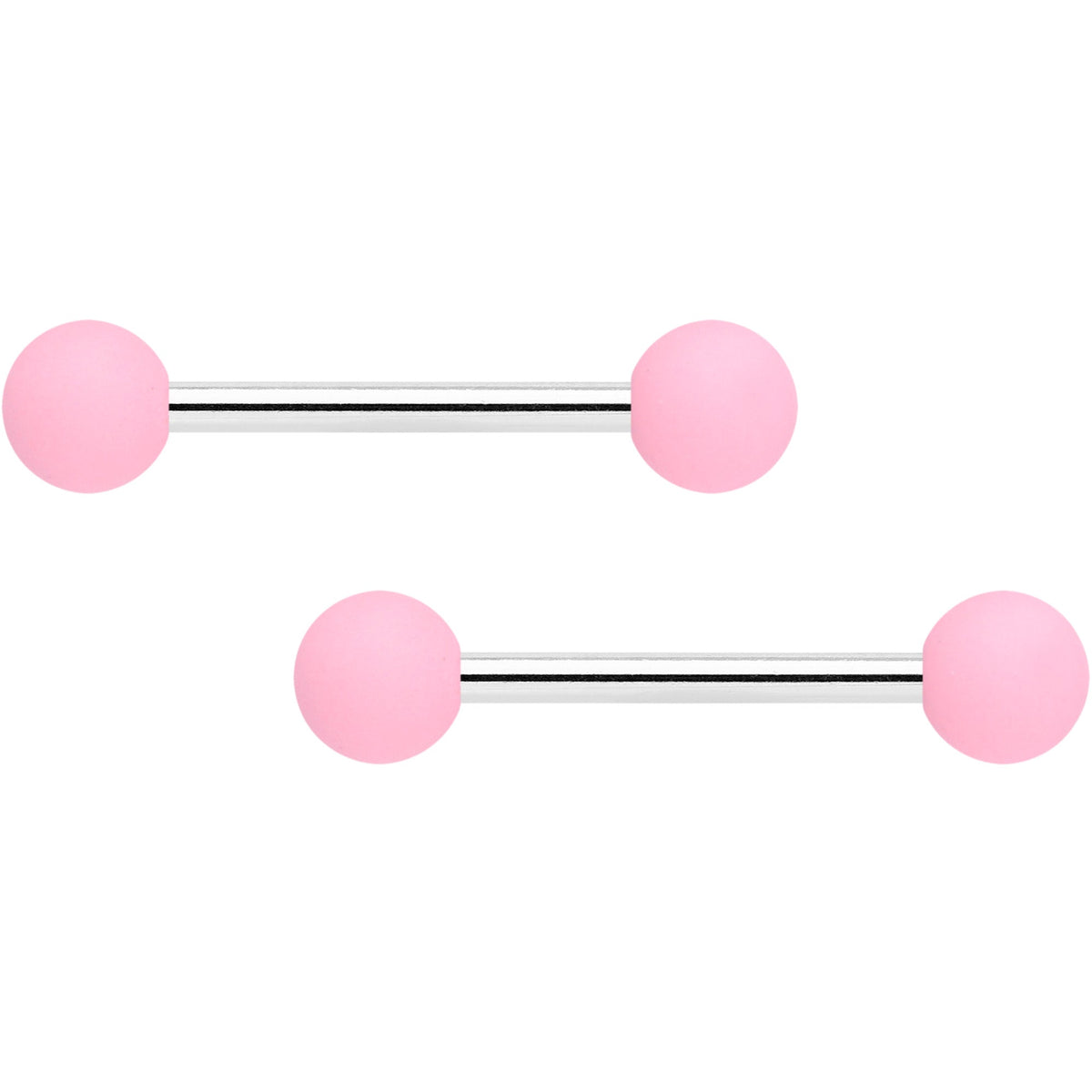 14G 9/16 Petal Pink Matte Barbell Nipple Ring Set