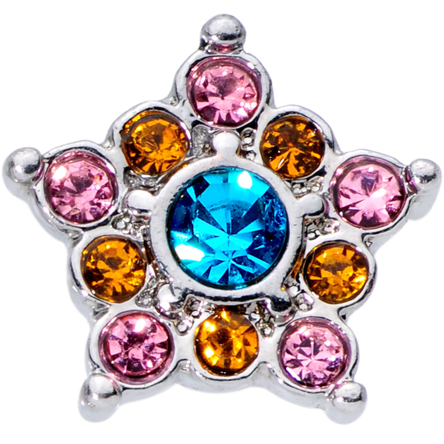 16G 3/8 Pink Yellow Blue Gem Showy Star Labret Monroe Tragus
