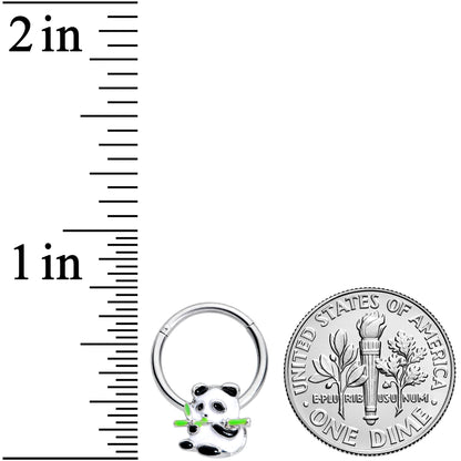 16G 3/8 Black White Hungry Panda Hinged Segment Ring
