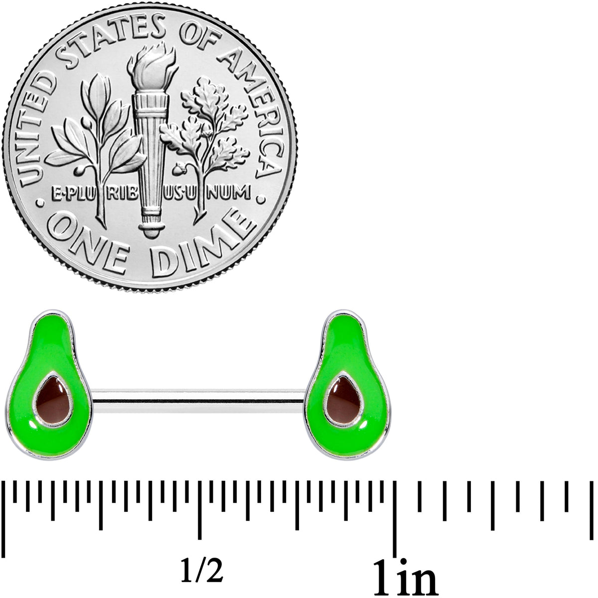 14G 9/16 Groovy Green Avocado Barbell Nipple Ring Set