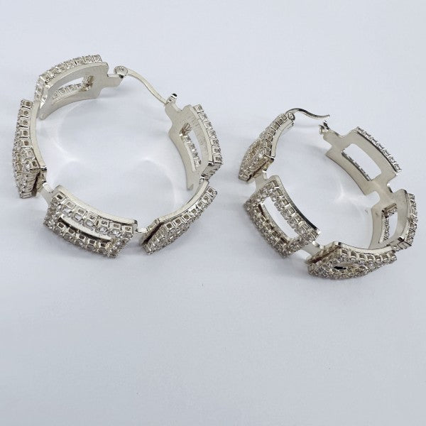 40mm Hoop Earrings Rectangle full of Rhinestones