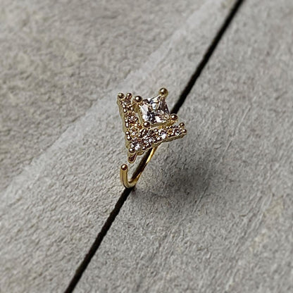 20G 5/16 Clear CZ Gem Gold Tone Chevron Nose Hoop