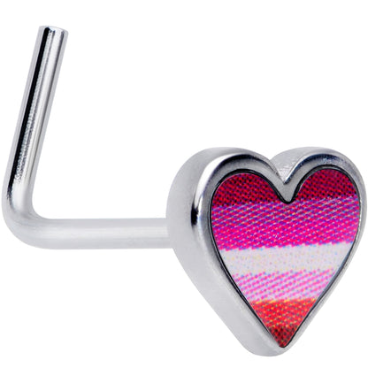 20G 5/16 Lesbian Pride Heart L Shaped Nose Ring