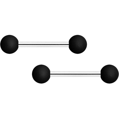 14G 9/16 Basic Black Matte Barbell Nipple Ring Set