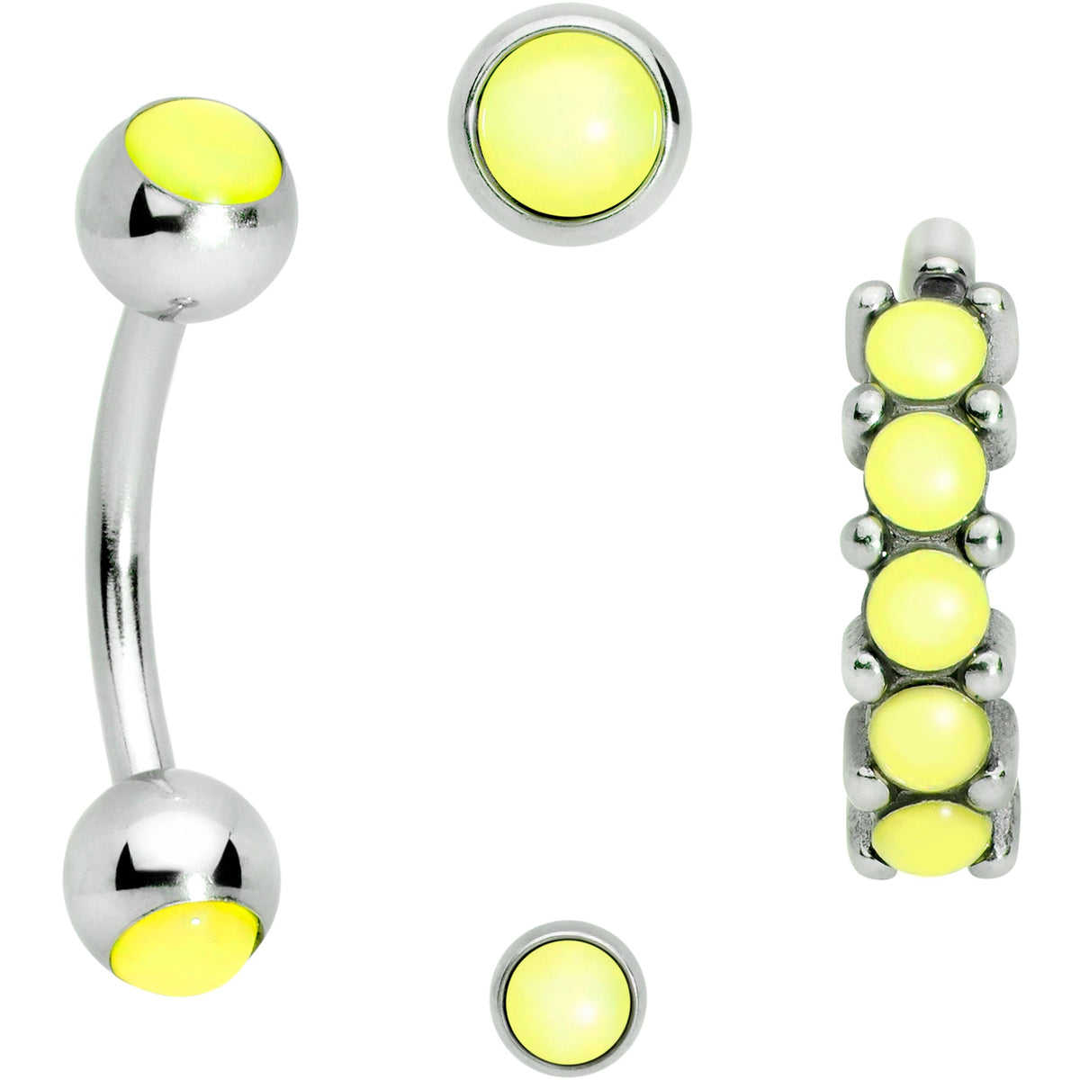 16G Green Orb Septum Labret Cartilage Tragus Set of 4