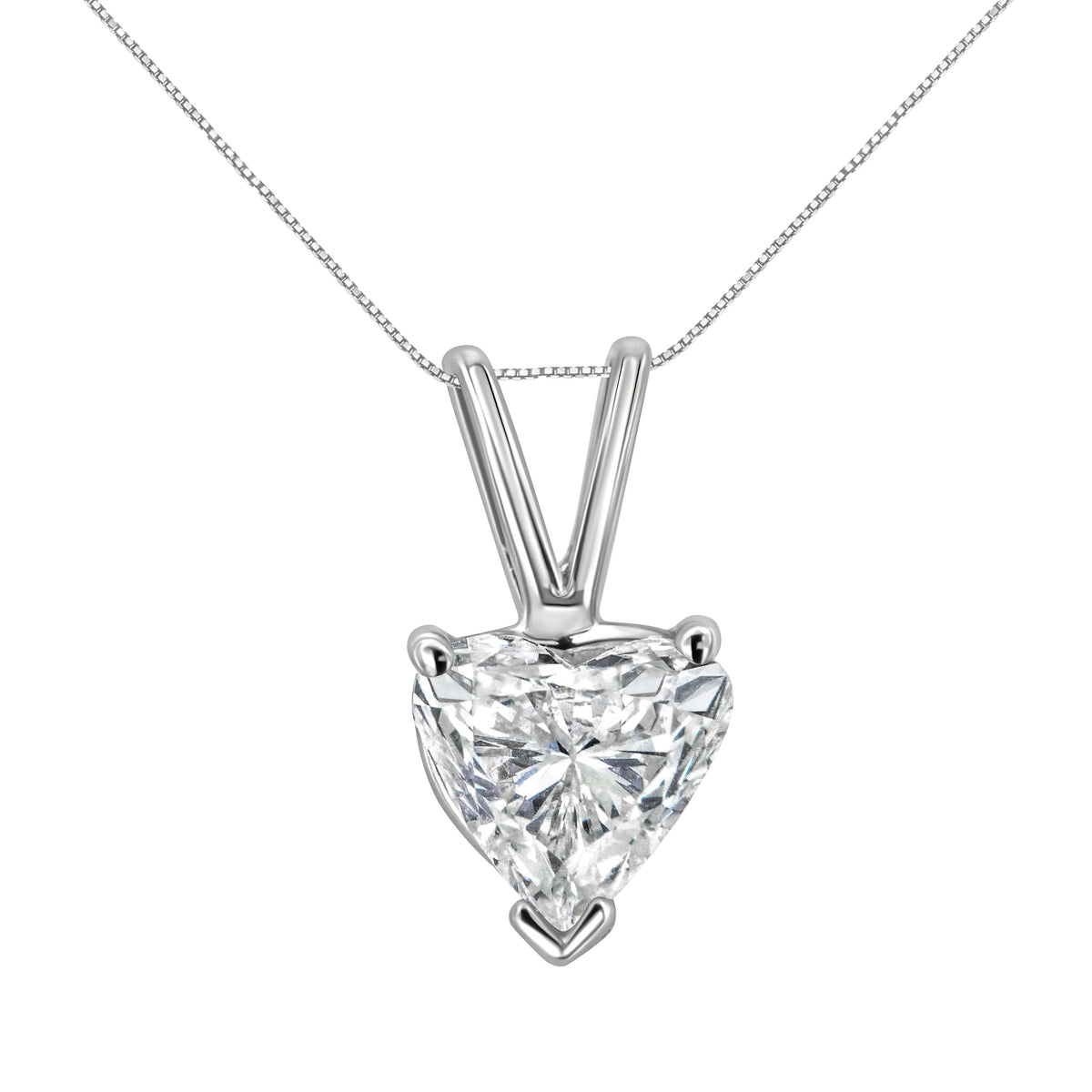 14K White Gold 3/8 Cttw Heart-Shaped Diamond Classic Solitaire 18" Pendant Necklace (H-I Color, VS2-SI1 Clarity)
