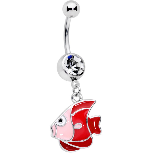 Clear Gem Nautical Angelfish Dangle Belly Ring