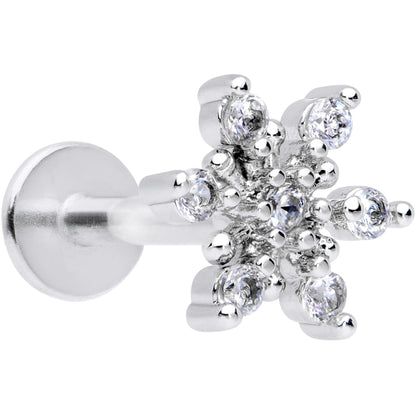 16G 5/16 Clear CZ Gem Snowflake Christmas Labret Monroe Tragus