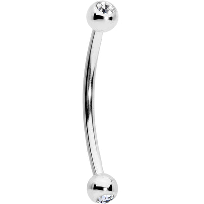 16G 9/16 Clear Gem Ball End Curved Barbell