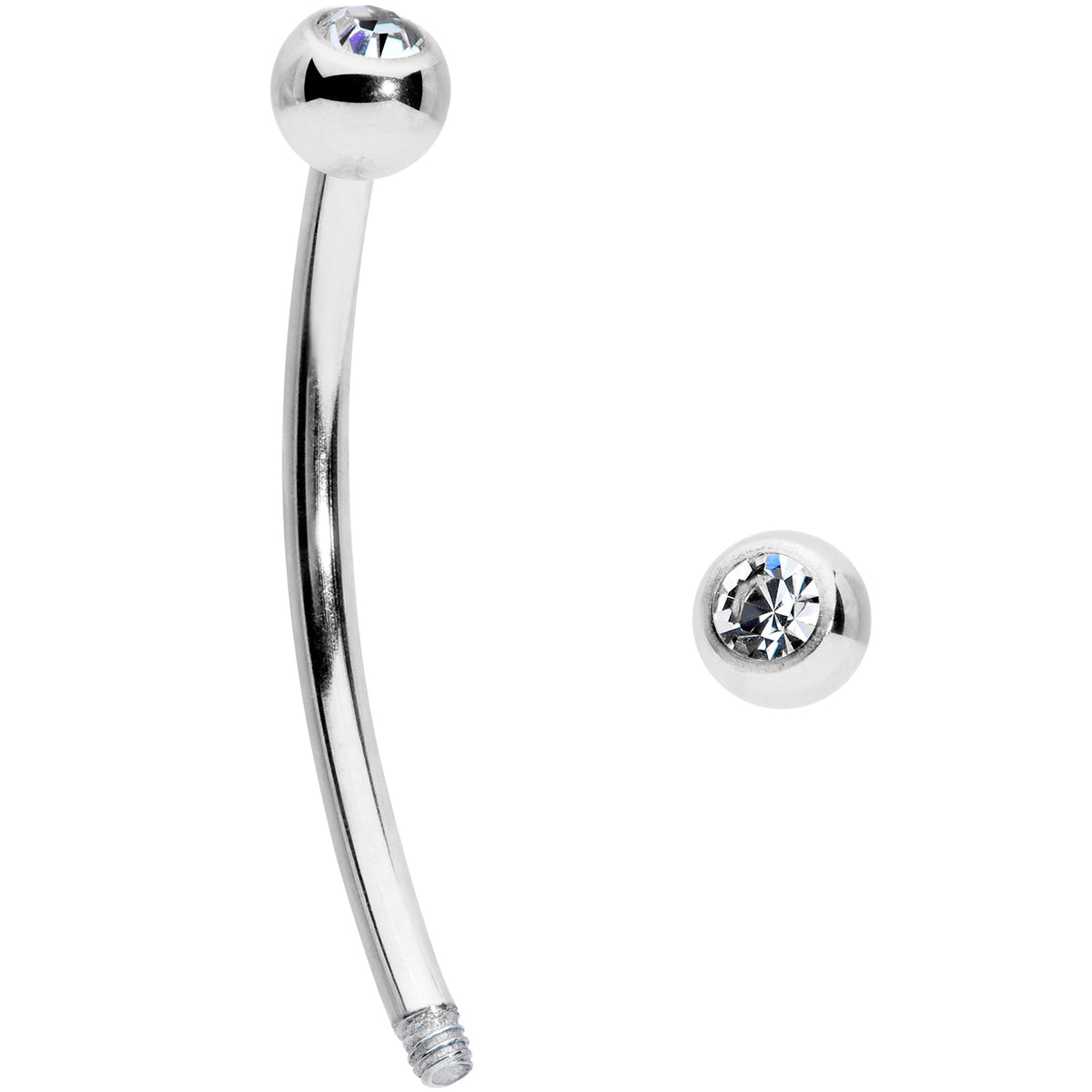 16G 9/16 Clear Gem Ball End Curved Barbell