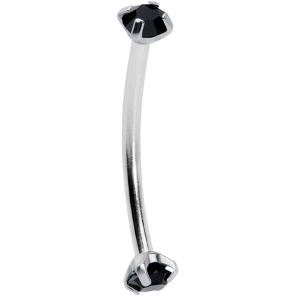 16G 9/16 Black CZ Gem End Curved Barbell
