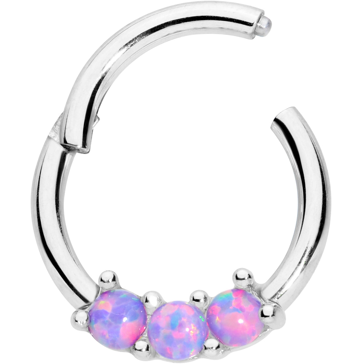 16G 5/16 Purple Synthetic Opal Trio Hinged Segment Ring