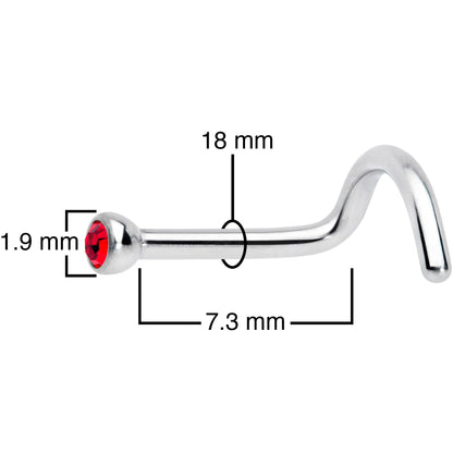 18G Red 2mm Grade 23 Titanium Press Fit Left Nose Ring Screw