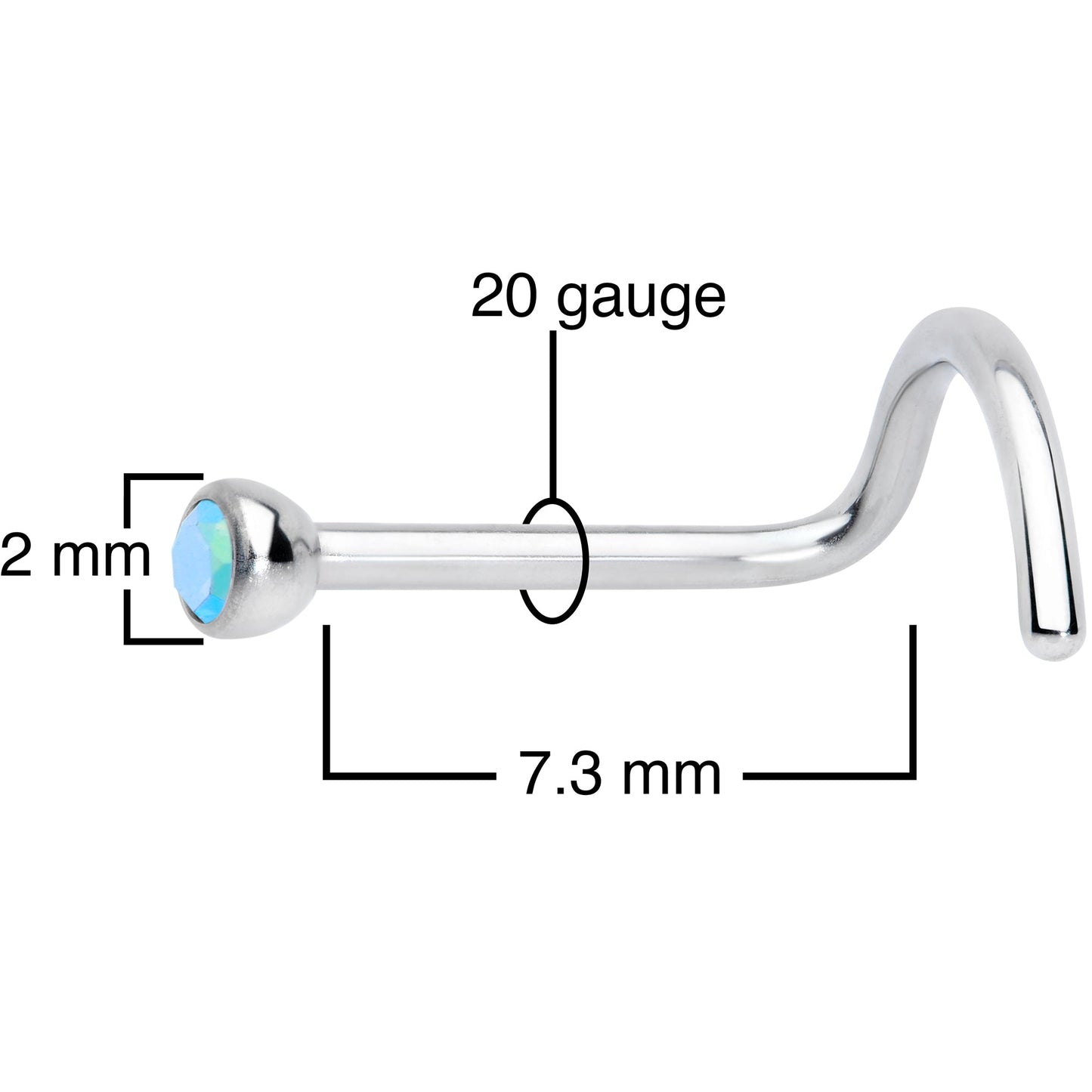 20G Aurora 2mm Grade 23 Titanium Press Fit Left Side Nose Screw