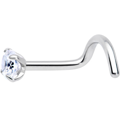 18G 5/16 Clear 3mm CZ Gem Grade 23 Titanium Left Side Nose Screw