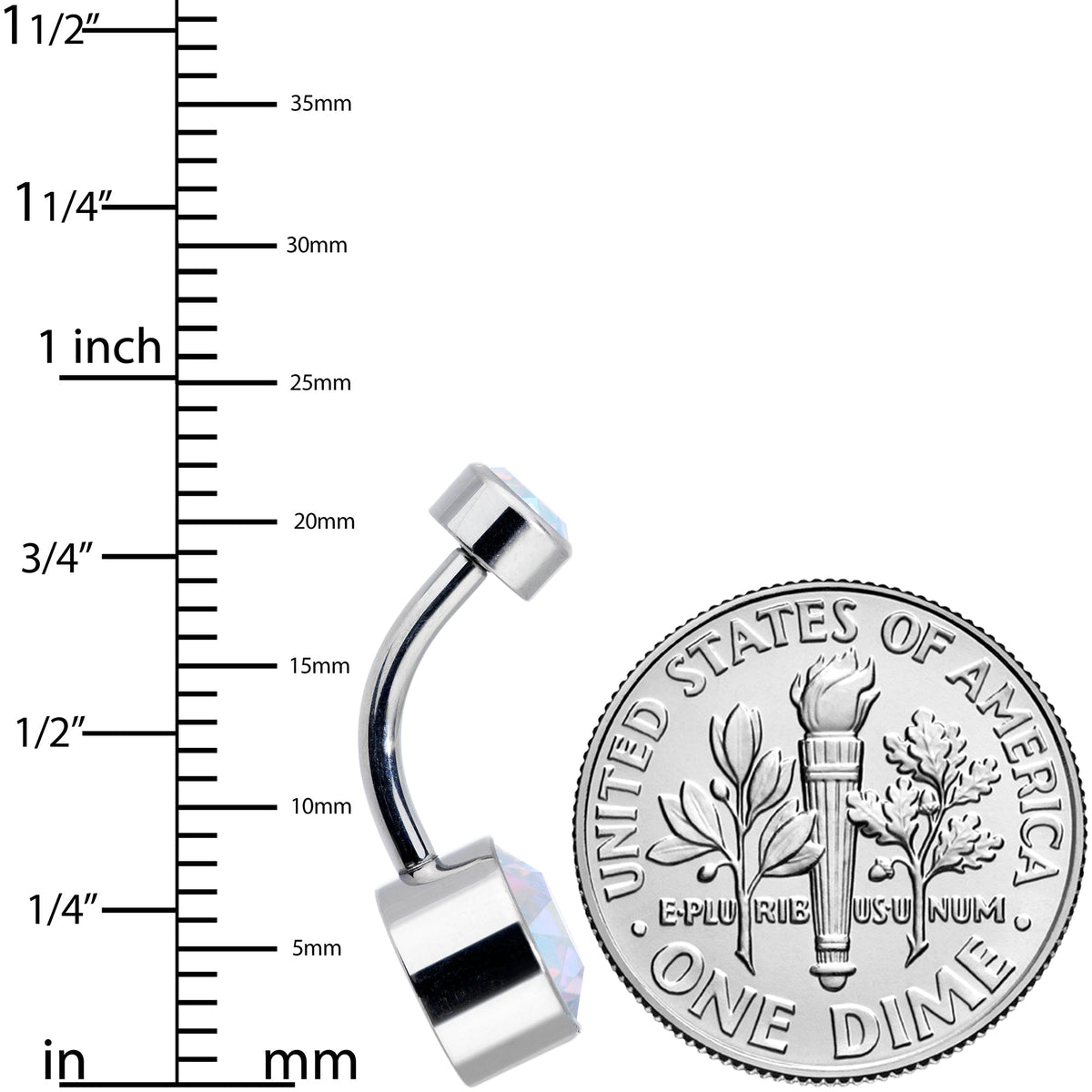 Aurora 8mm Titanium Internal Thread Belly Ring Created with Crystals