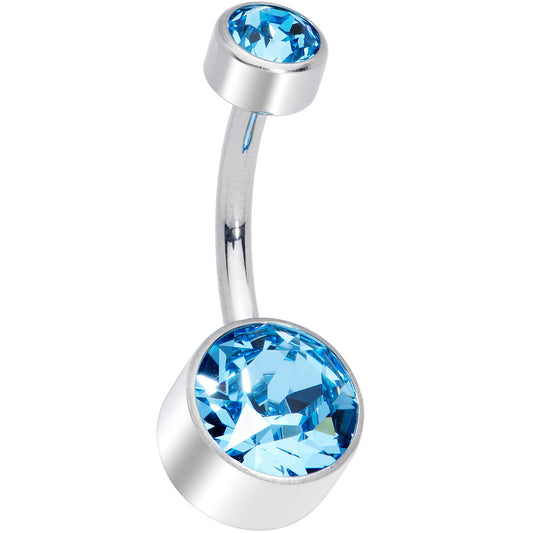Aqua 8mm Titanium Internal Thread Belly Ring Created with Crystals