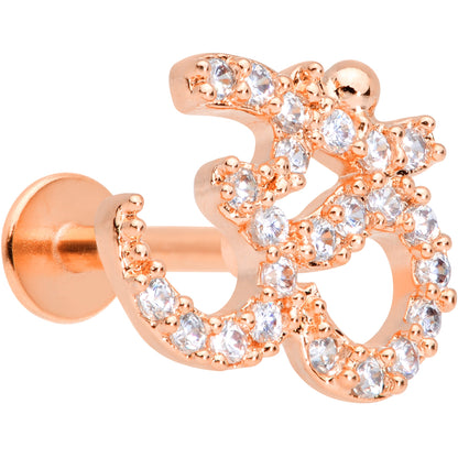 16G 5/16 Clear CZ Gem Rose Gold Tone Amazing Om Labret Monroe