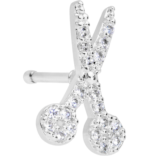 20G 1/4 Clear CZ Gem Shear Scissors Nose Bone