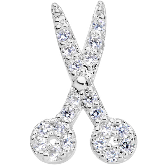 20G 1/4 Clear CZ Gem Shear Scissors Nose Bone
