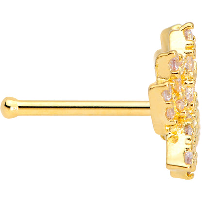 20G 1/4 Clear CZ Gem Gold Tone Lotus Flower Nose Bone