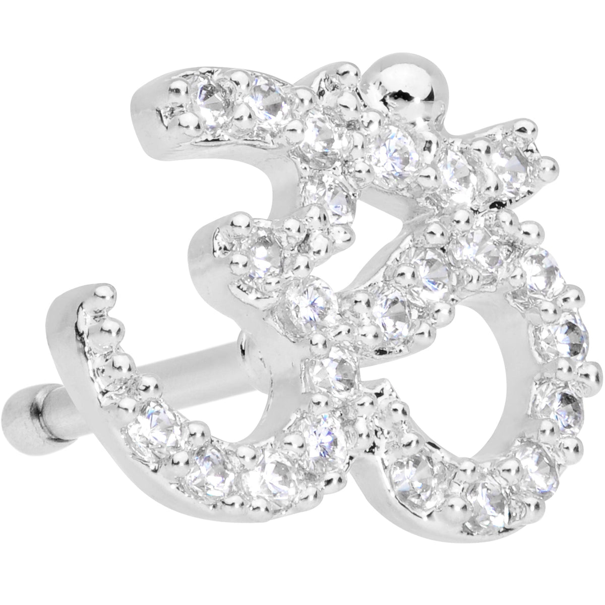 20G 1/4 Clear CZ Gem Amazing Om Nose Bone