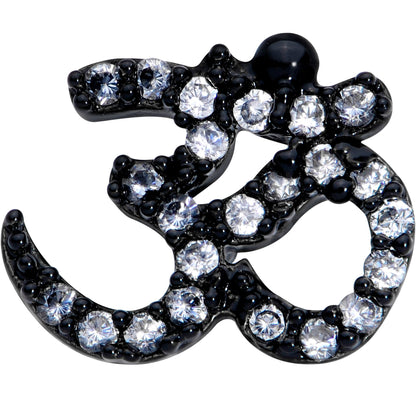 20G 1/4 Clear CZ Gem Black Amazing Om Nose Bone