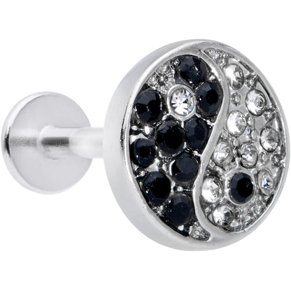 16G 5/16 Clear Black Gem Yin Yang Labret Monroe Tragus