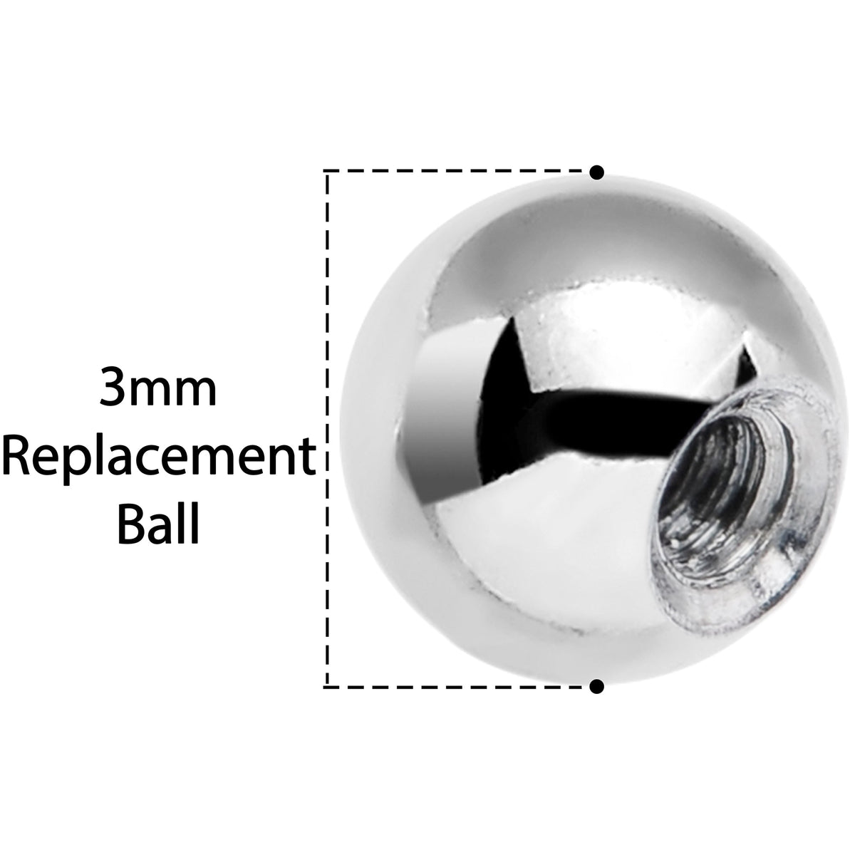 16G Black Gem 3mm Replacement Ball End