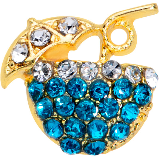 16G 5/16 Aqua Gem Gold Tone Tropical Drink Labret Monroe Tragus