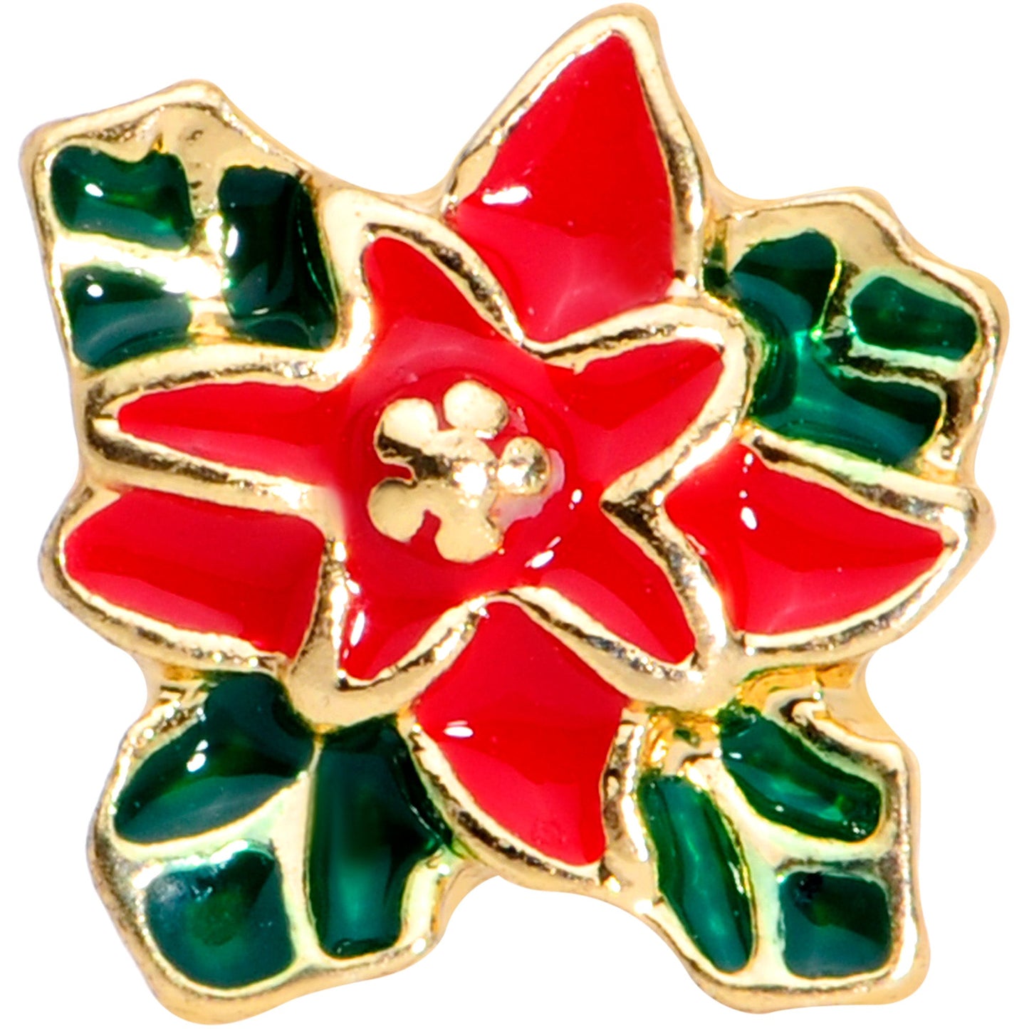 16G 5/16 Gold Tone Poinsettia Christmas Labret Monroe Tragus