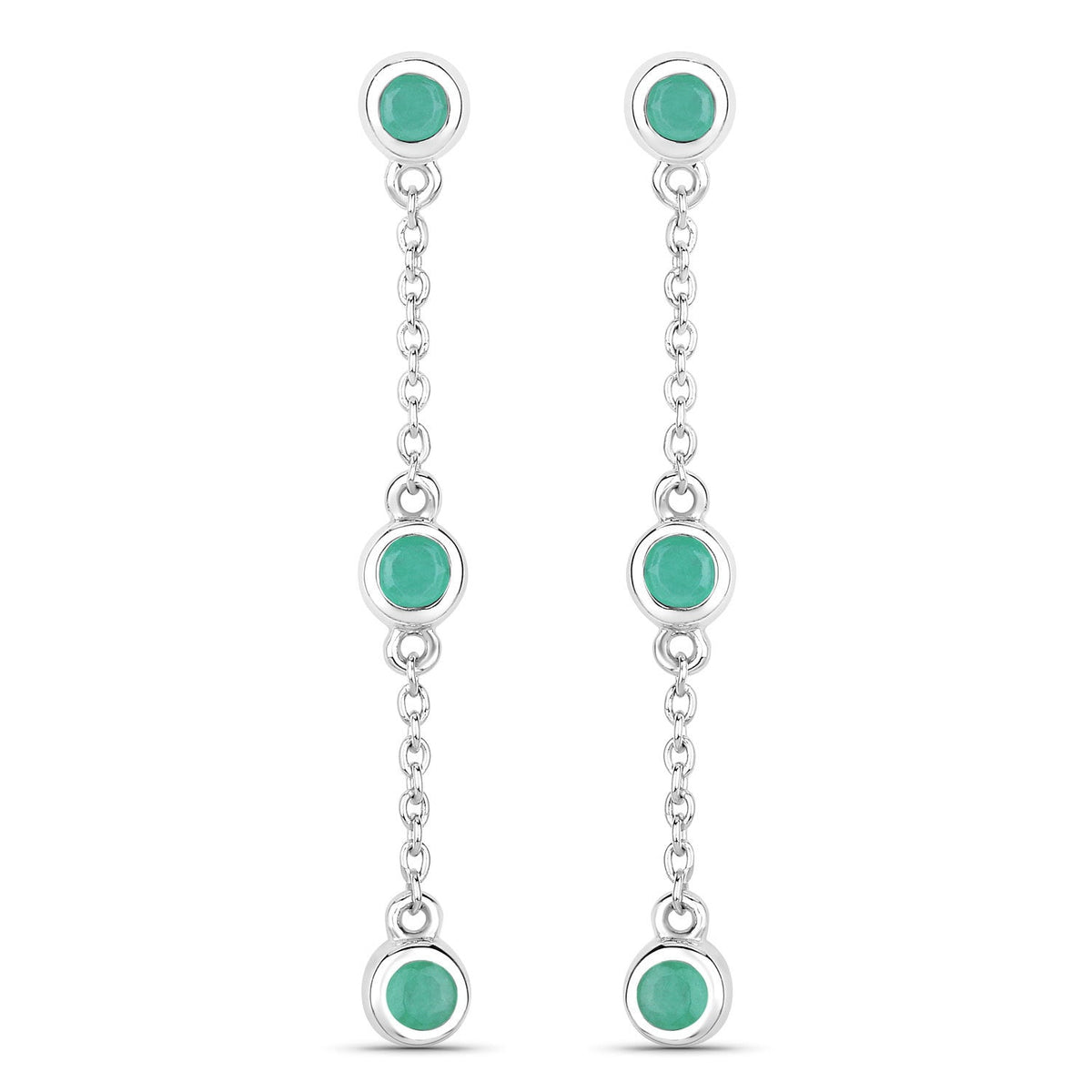 0.60 Carat Genuine Emerald .925 Sterling Silver Earrings