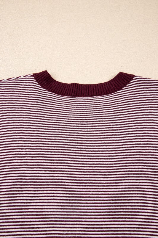 Stripe Colorblock Patchwork Dolman Sleeve Sweater