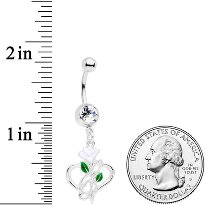 Clear Gem Heart Music Valentines Day Dangle Belly Ring