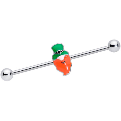 14G Green Leprechaun St Patricks Day Industrial Barbell Set 38mm