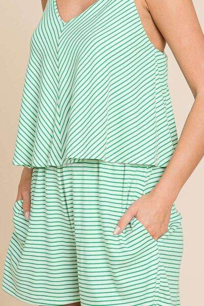 Culture Code Striped Double Flare Romper - Full Size