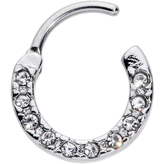 16G 5/16 Clear CZ Gem Grade 23 Titanium Total Glam Septum Clicker