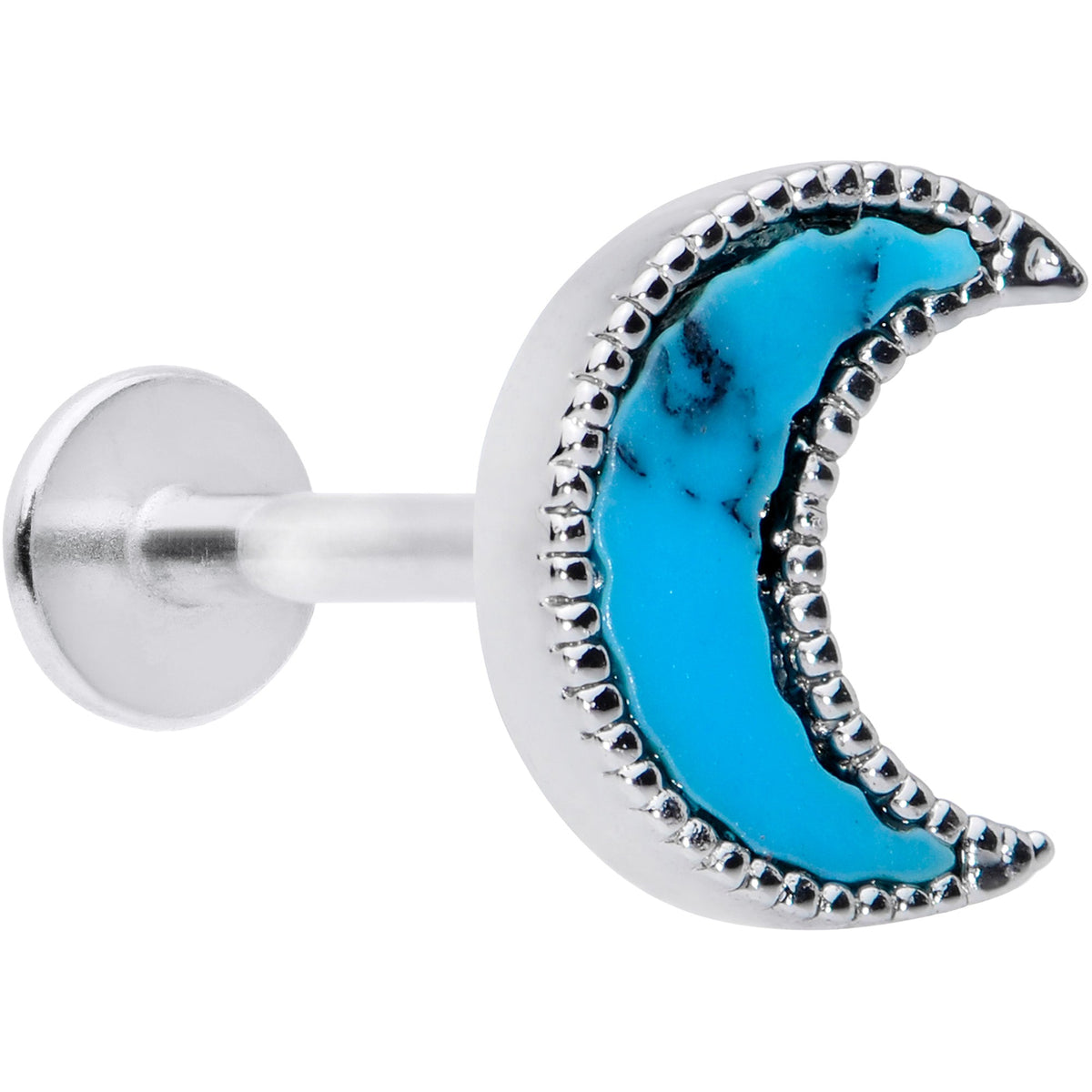 16G 5/16  Faux Turquoise Crescent Moon Labret Tragus Monroe