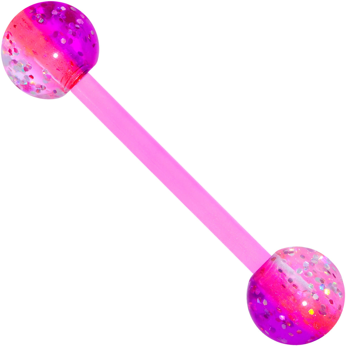 Pink Purple UV Glow Flexible Acrylic Barbell Tongue Ring