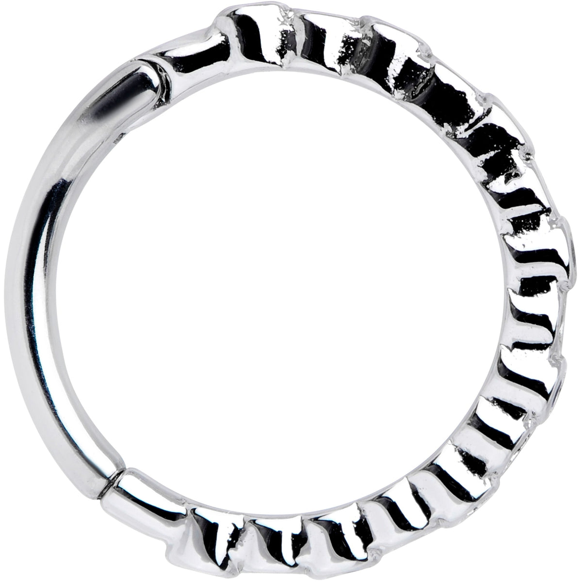 16G 3/8 Clear Blue CZ Gem Classic Circles Hinged Segment Ring