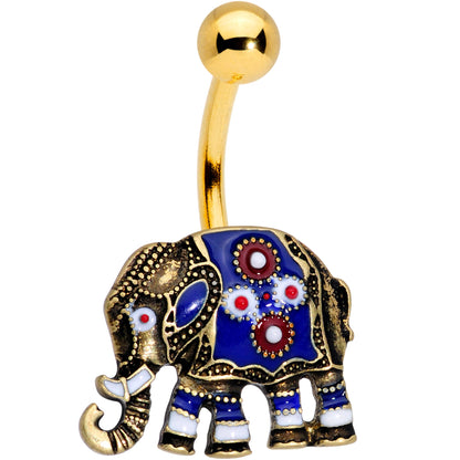 Gold Tone Rococo Elephant Belly Ring