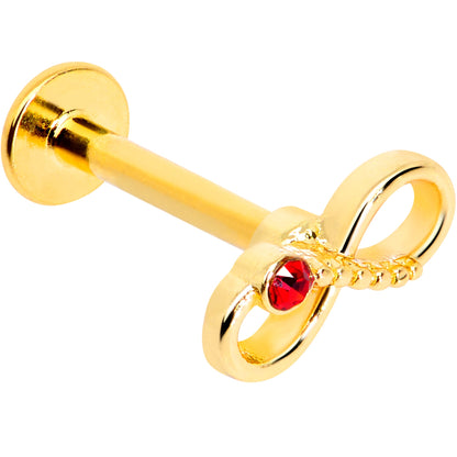16G 5/16 Red Gem Gold Tone Infinity Love Labret Monroe Tragus
