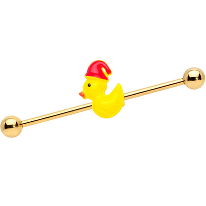 14G Gold Tone Sleepy Duck Industrial Barbell 38mm