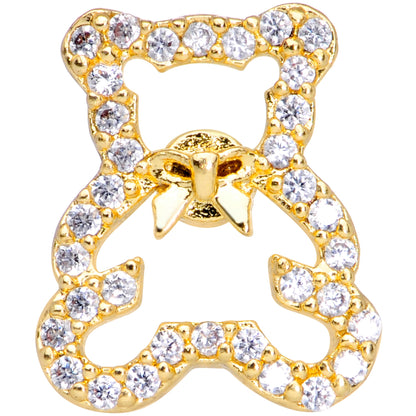 16G 1/4 Clear Gem Gold Tone Teddy Bear Cartilage Tragus