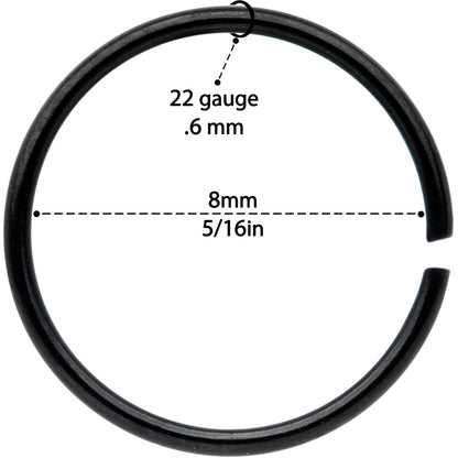 22G 5/16 Black Anodized Seamless Circular Ring Set of 12