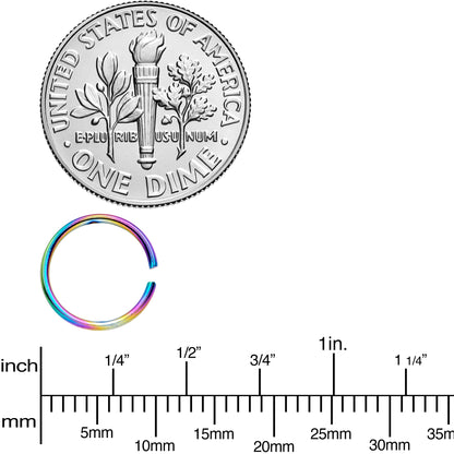 20G 5/16 Rainbow Anodized Seamless Nose Hoop Set of 12