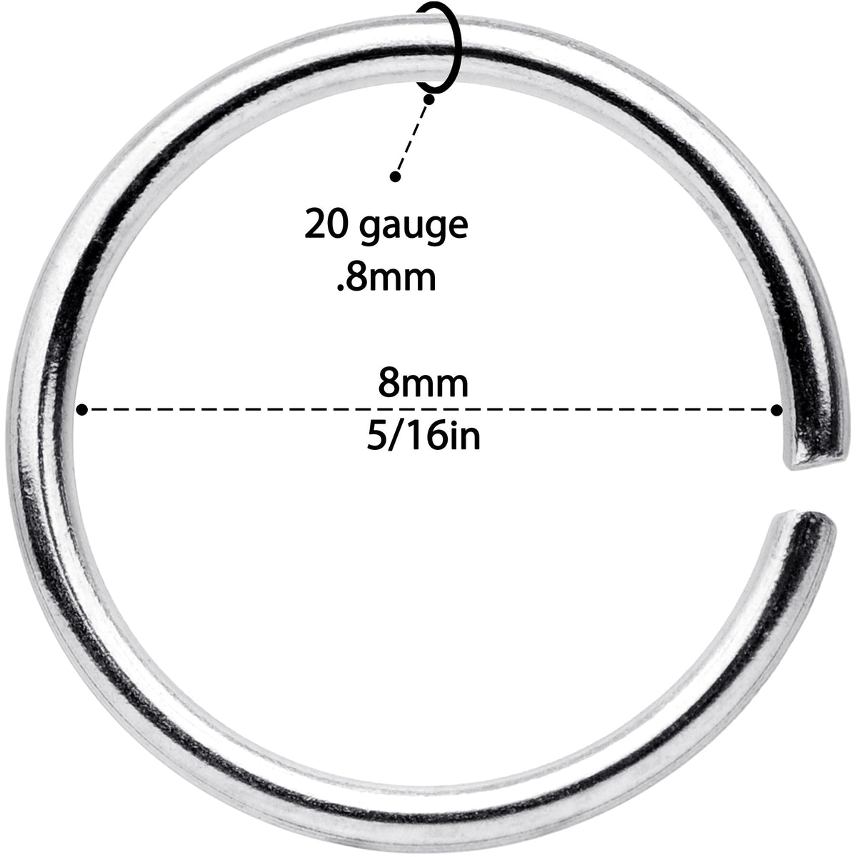 20G 5/16 Steel Gold Tone Anodized Seamless Circular Ring Set of 12