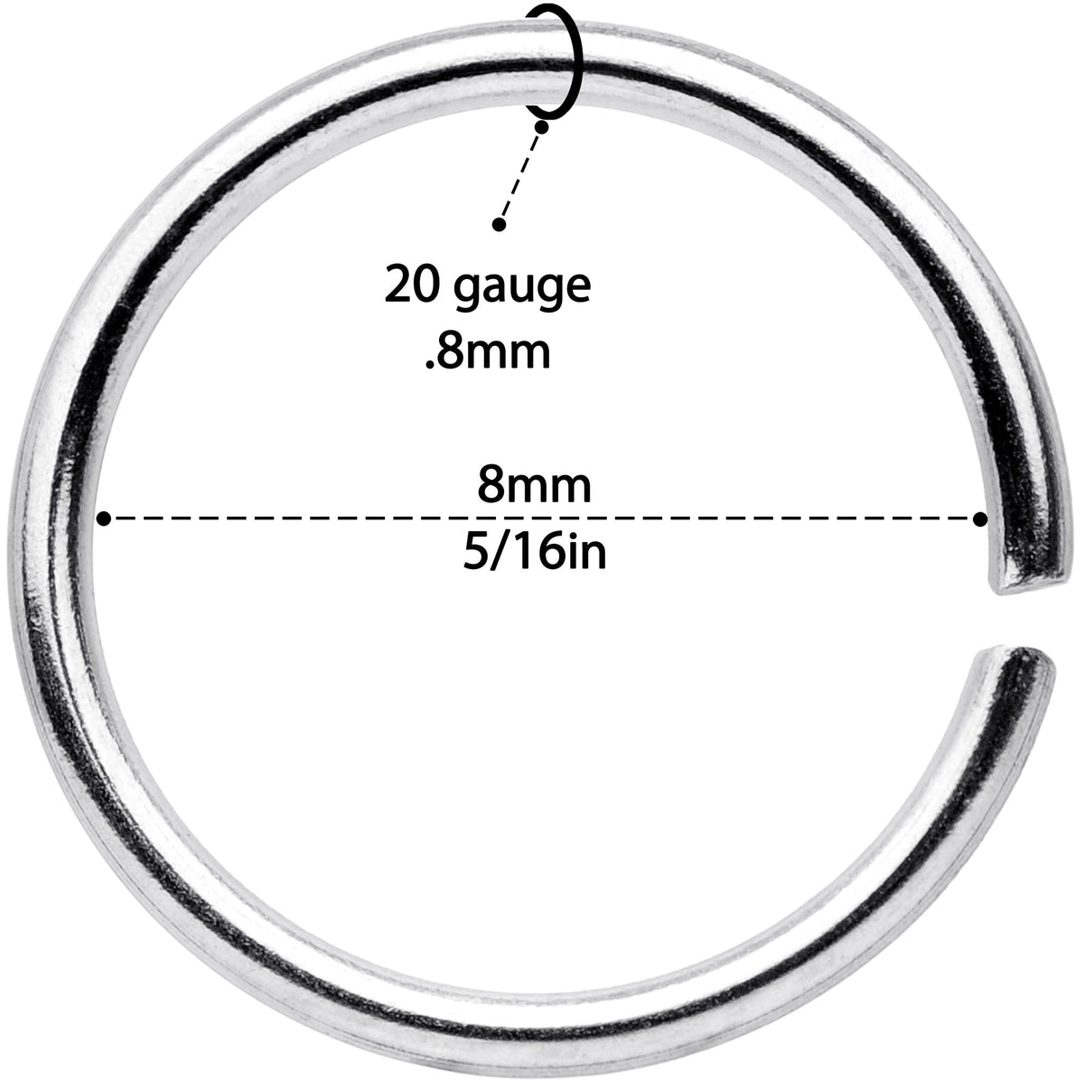 20G 5/16 Steel Black Anodized Seamless Circular Ring Set of 12